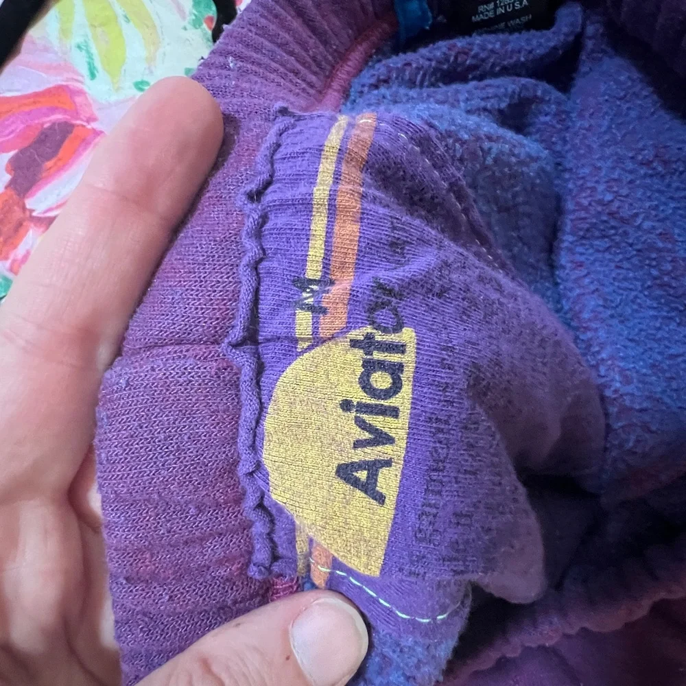 Aviator Nation Purple 5 stripe SweatPant Size M Stripe Pink Blue - Picture 6 of 9